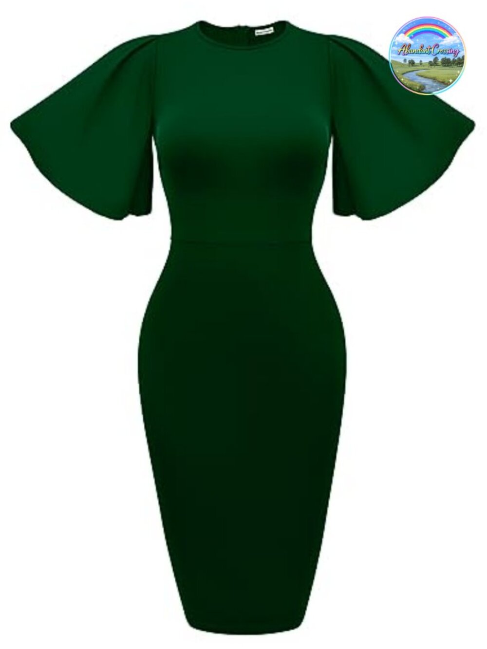 Ruffle Flared Short Sleeve Pencil Midi Dress Polyester Spandex Business Casual